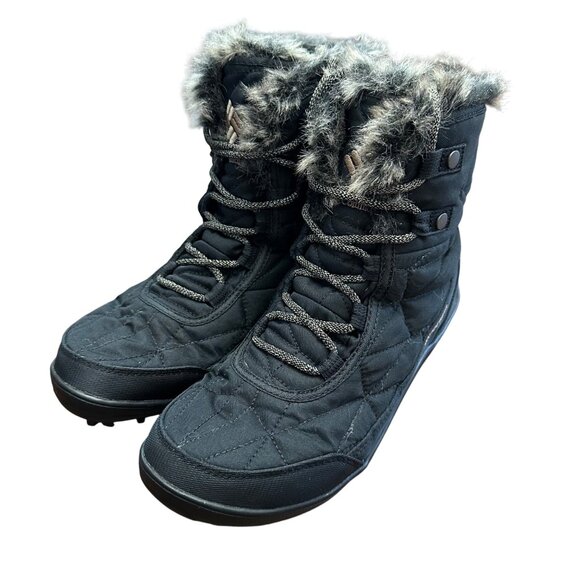 Columbia Black Lace Up Boots with Fur Trim - Picture 3 of 12